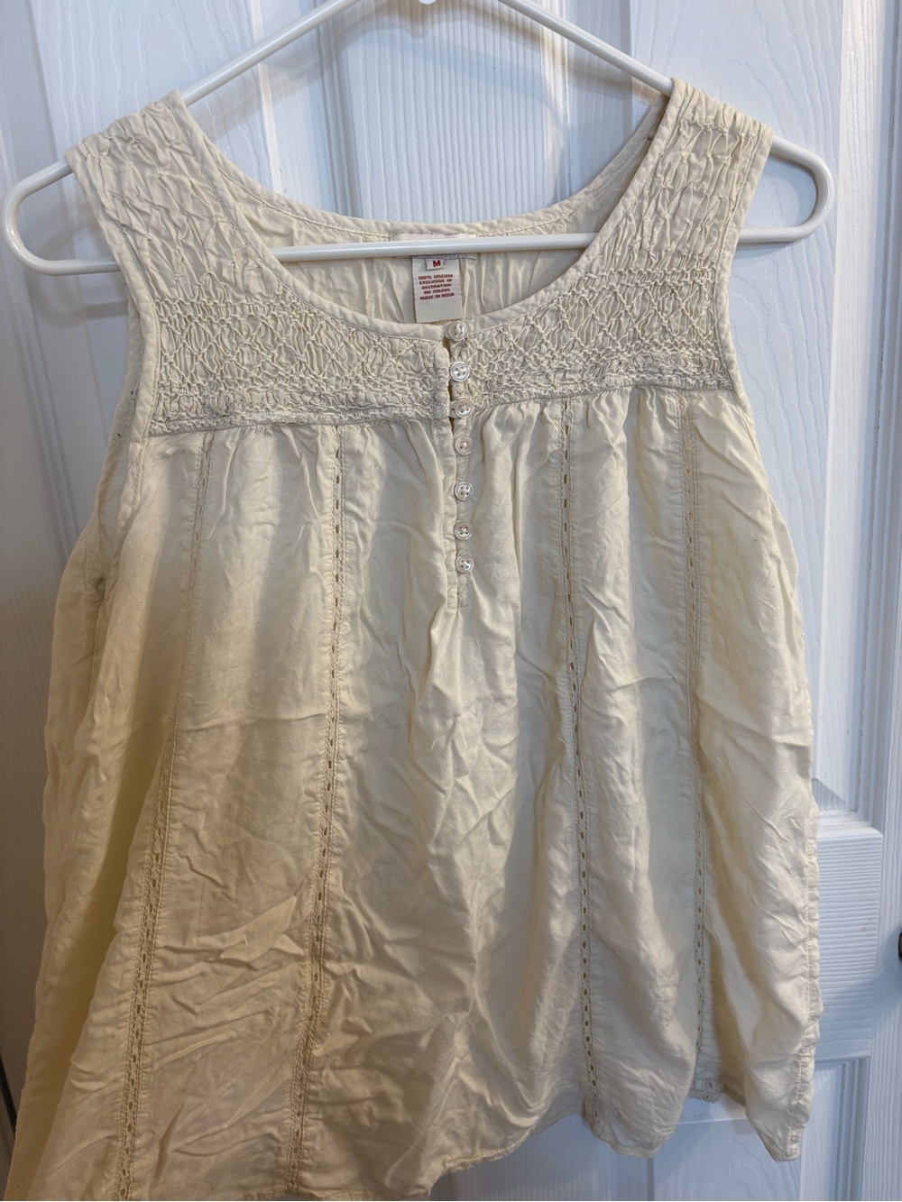 Sundance Cream Sleeveless Smocked Camisole
